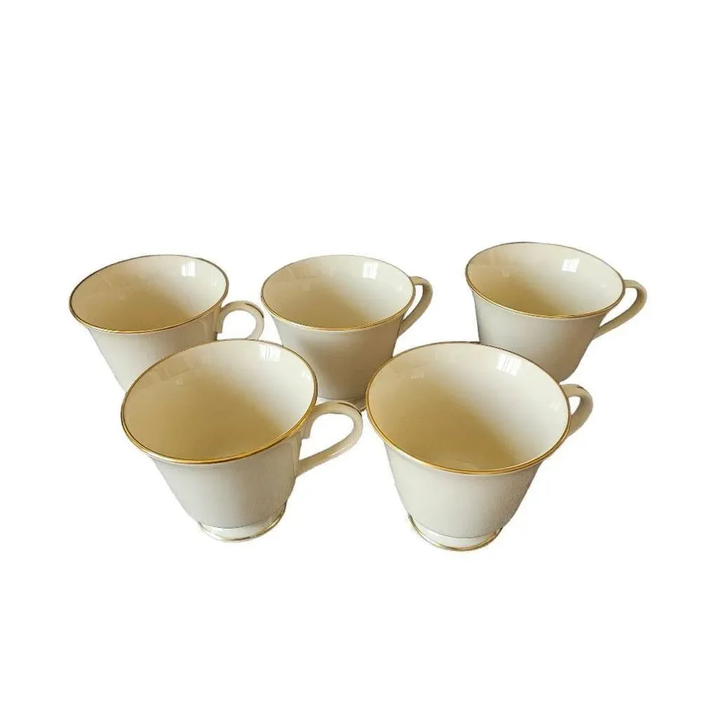 5 Vintage Lenox hayworth ivory gold trim tea cups